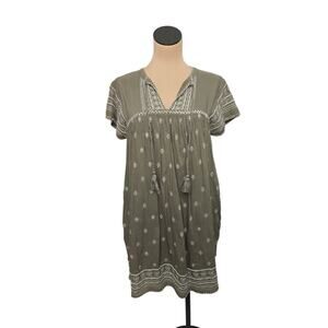 Sundance‎ Womens Aura Bohemian Tunic Dress Green Size Petite Small Embroidered